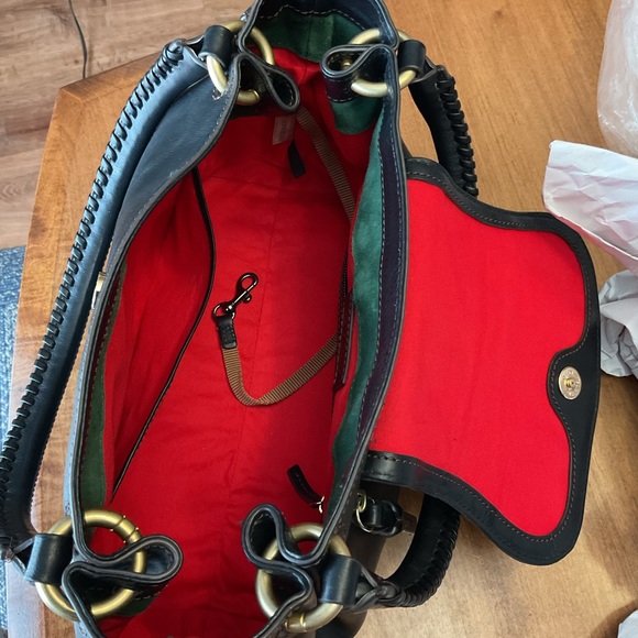 Dooney & Bourke Black Florentine Flap Satchel with Whipstitch - Picture 12 of 16